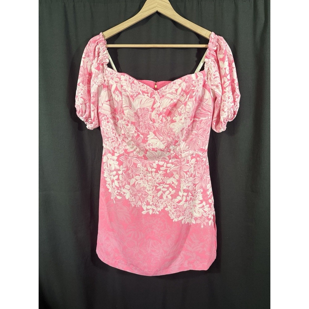 Lilly Pulitzer Winola Floral Off-the-Shoulder Romper Pink Tropical Beach Women 8